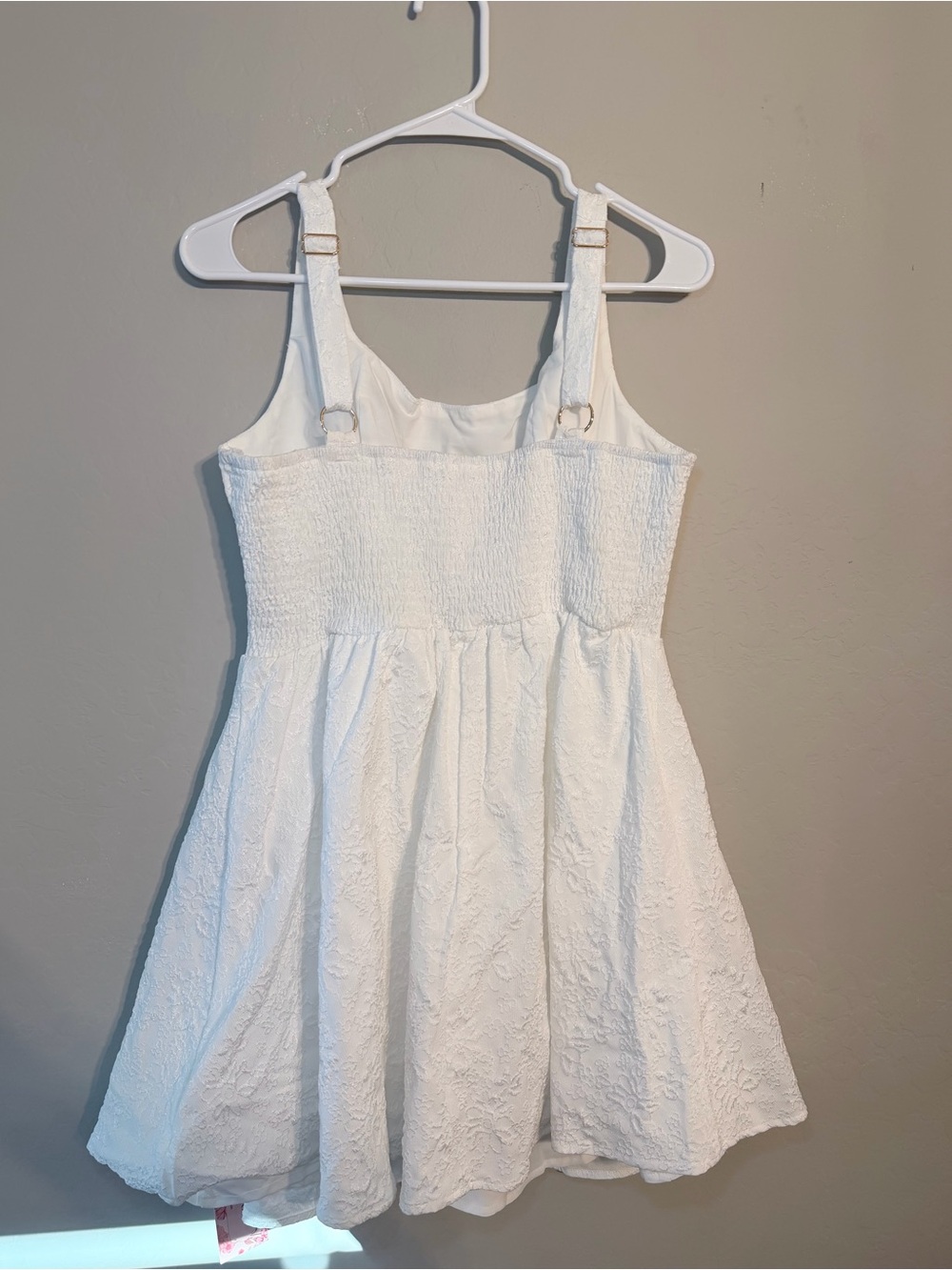White Textured A-Line Dress size large - Picture 4 of 7